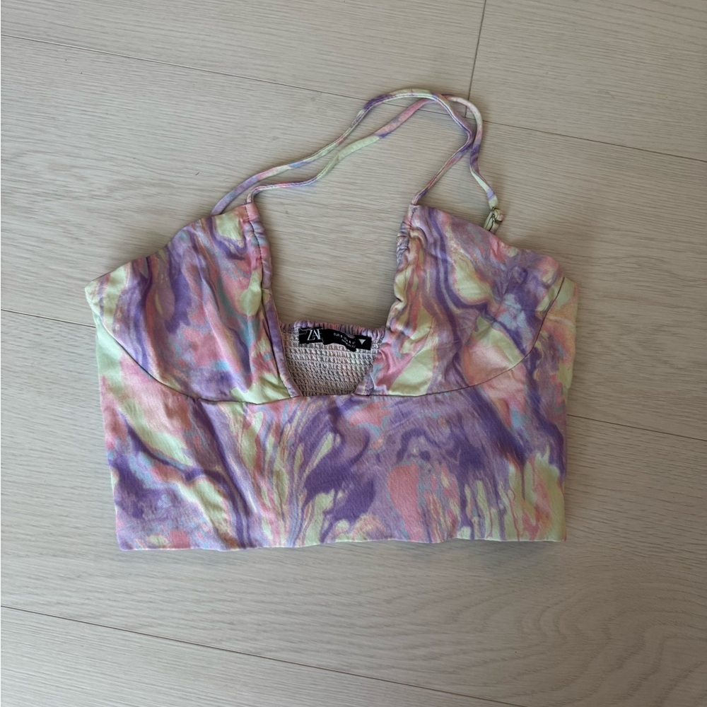 Zara Multicolor Satin Crop Top